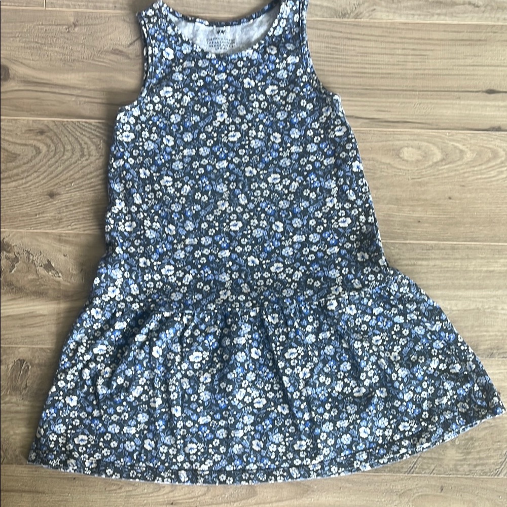 H&M Blue and White Sleeveless Sundress